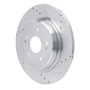 Acura ADX Brake Rotor (1) - Rear Right - R1 Concepts - Drilled & Slotted - Silver - `15-`25